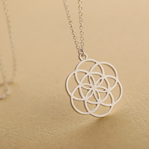 Drop Shipping silver mandala necklace flower of life pendant kabbalah sacred geometry nekclace for women birthday gift SGL42