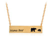 Image of Mama Bear Tag Engraved Animal Pendant Necklace Gold Silver Mother Kids Love Necklace Simple Fashion Mom and Children Jewelry