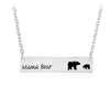 Image of Mama Bear Tag Engraved Animal Pendant Necklace Gold Silver Mother Kids Love Necklace Simple Fashion Mom and Children Jewelry