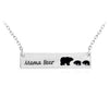 Image of Mama Bear Tag Engraved Animal Pendant Necklace Gold Silver Mother Kids Love Necklace Simple Fashion Mom and Children Jewelry