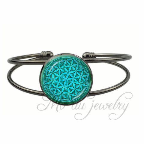 Flower of Life Open Cuff Bangle