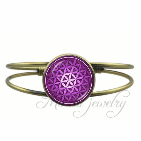 Flower of Life Open Cuff Bangle