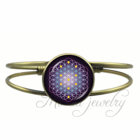 Flower of Life Open Cuff Bangle