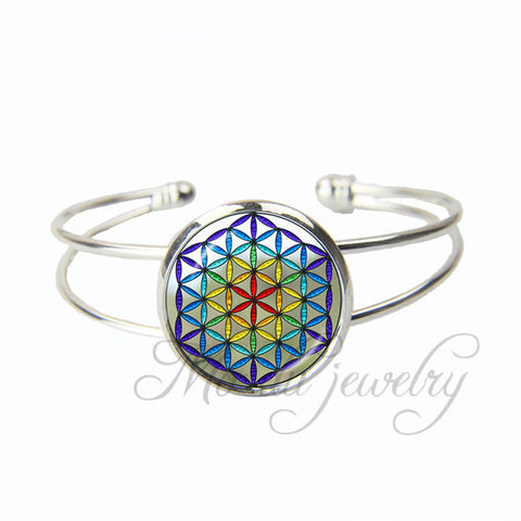 Flower of Life Open Cuff Bangle