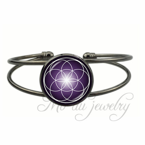 Flower of Life Open Cuff Bangle