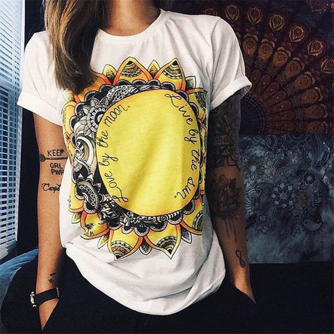 CDJLFH Summer Vibe With Me Print Punk Rock Graphic Tees White Designer 3D T shirt Clothing Women European Fashion T-shirt 2017