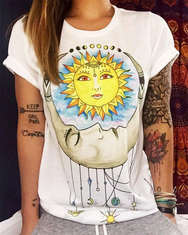 CDJLFH Summer Vibe With Me Print Punk Rock Graphic Tees White Designer 3D T shirt Clothing Women European Fashion T-shirt 2017