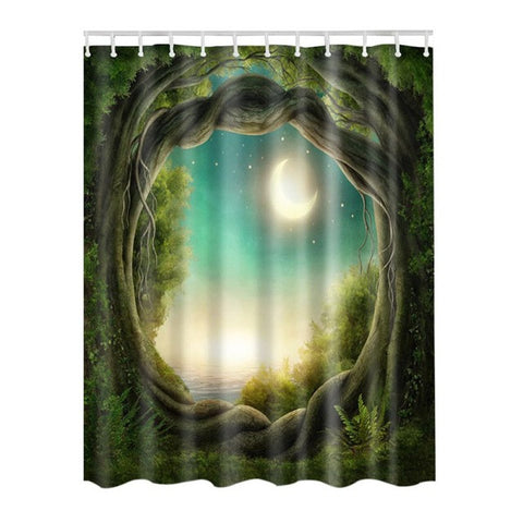 Home Art Paintings Pictures 3D Pattern Shower Curtain Bathroom Waterproof Fabric Lake House Nature Country Rustic