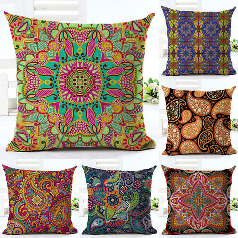 Ethnic Bohemian Style Cotton Linen Decorative Pillow Case Vintage Geometric Chair Seat Square Pillow Cover Home Textile